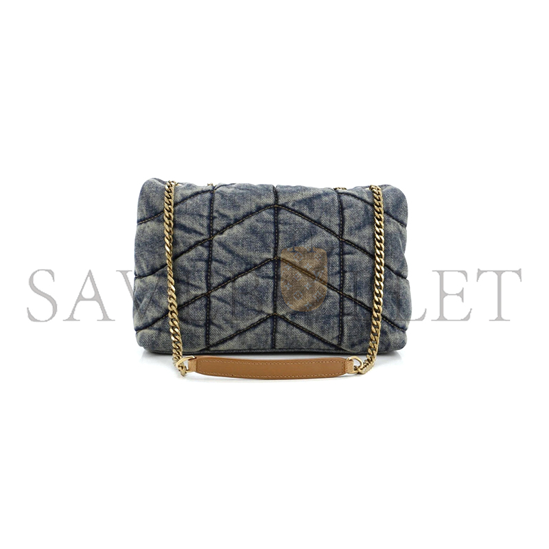 YSL LOULOU PUFFER DENIM CROSSBODY BAG 6203332PT674575 (23*15.8*5.8cm)