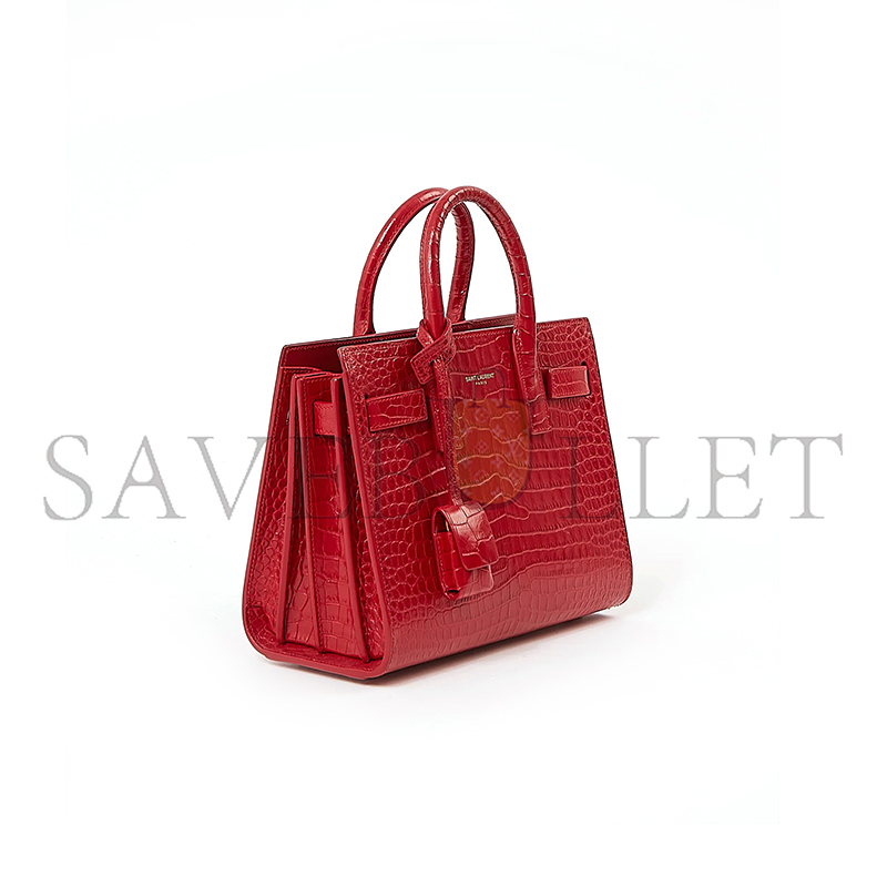 YSL RED CROC EMBOSSED NANO SAC DE JOUR BAG 421863 (26*20.5*12.5cm)