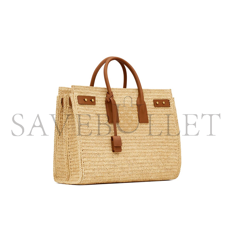 YSL SAC DE JOUR SUPPLE IN RAFFIA AND LEATHER-MEDIUM 751499GAABN2080 (41*28*13cm)