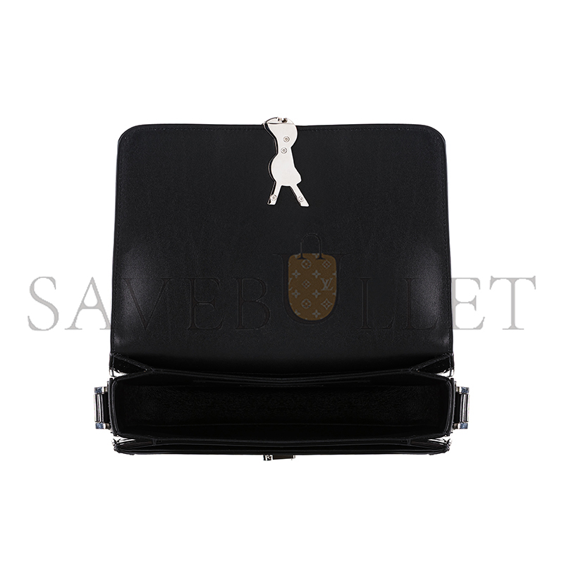 YSL SOLFERINO MEDIUM SATCHEL IN BOX SAINT LAURENT PATENT LEATHER 634305AAB9H1000 (23*16*6cm)