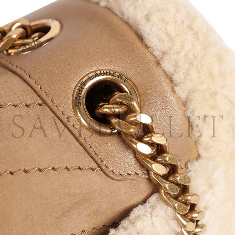YSL NIKI MEDIUM IN SHEARLING-TRIMMED NUBUCK 633187BTO8W9276 (28*20*8.5cm)
