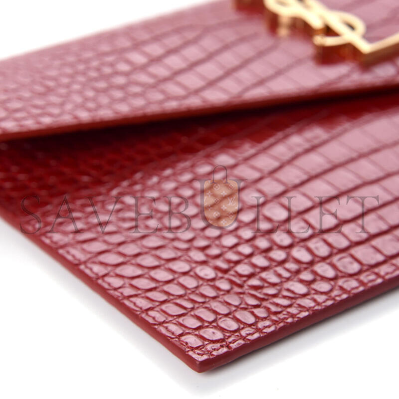 YSL UPTOWN POUCH IN CROCODILE-EMBOSSED SHINY LEATHER 565739607072 (27*16*2cm)