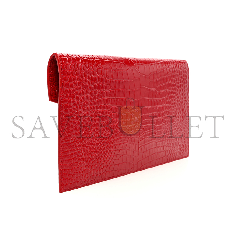 YSL UPTOWN POUCH IN CROCODILE-EMBOSSED SHINY LEATHER 5657391523720 (27*16*2cm)