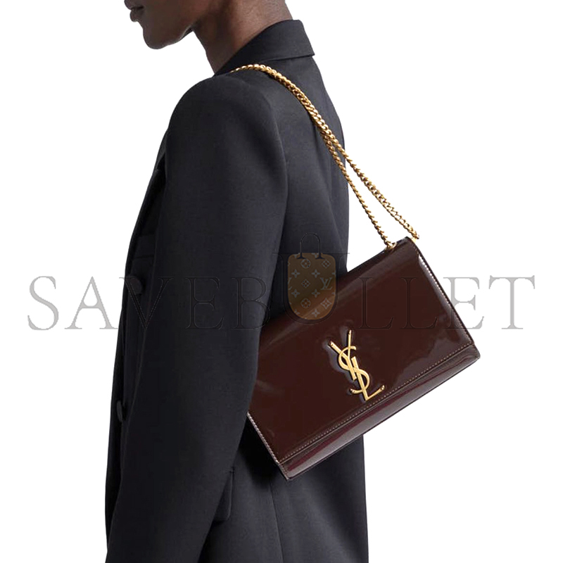 YSL KATE MEDIUM CHAIN BAG IN PATENT LEATHER 364021512204 (24*14.5*5.5cm)