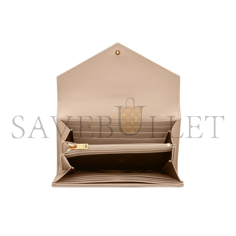 YSL CASSANDRE MATELASSÉ LARGE FLAP WALLET IN GRAIN DE POUDRE LEATHER 372264BOW012721 (19*11*3cm)