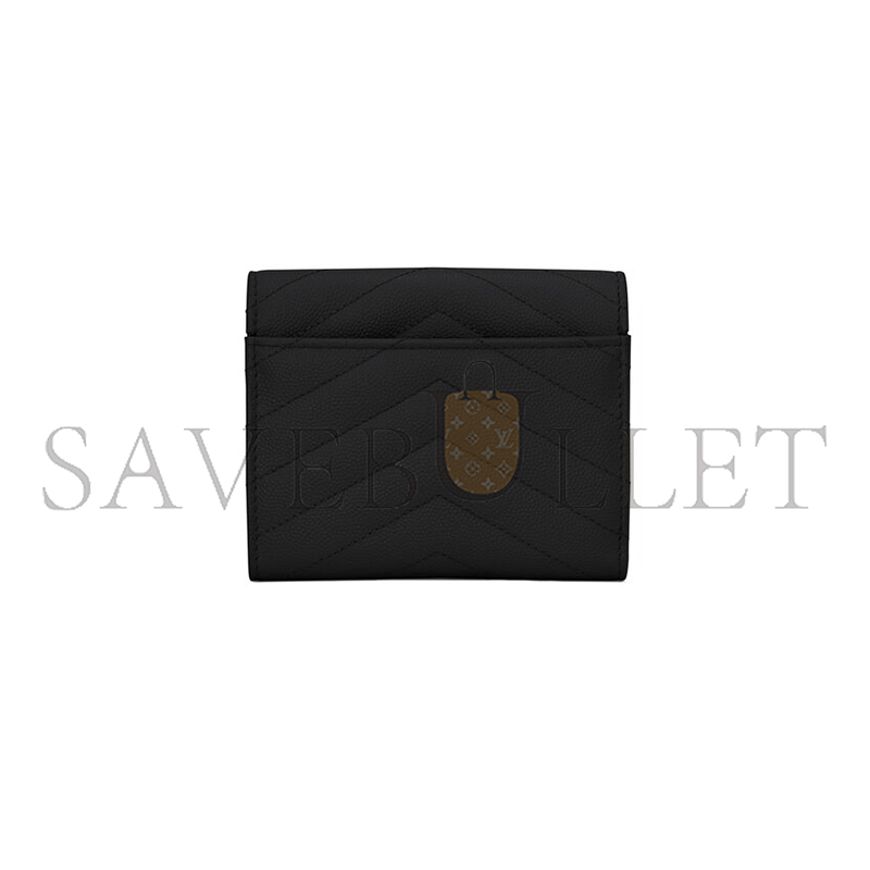 YSL CASSANDRE MATELASSÉ COMPACT TRI FOLD WALLET IN GRAIN DE POUDRE LEATHER 403943BOW011000 (12.5*10*2.5cm)