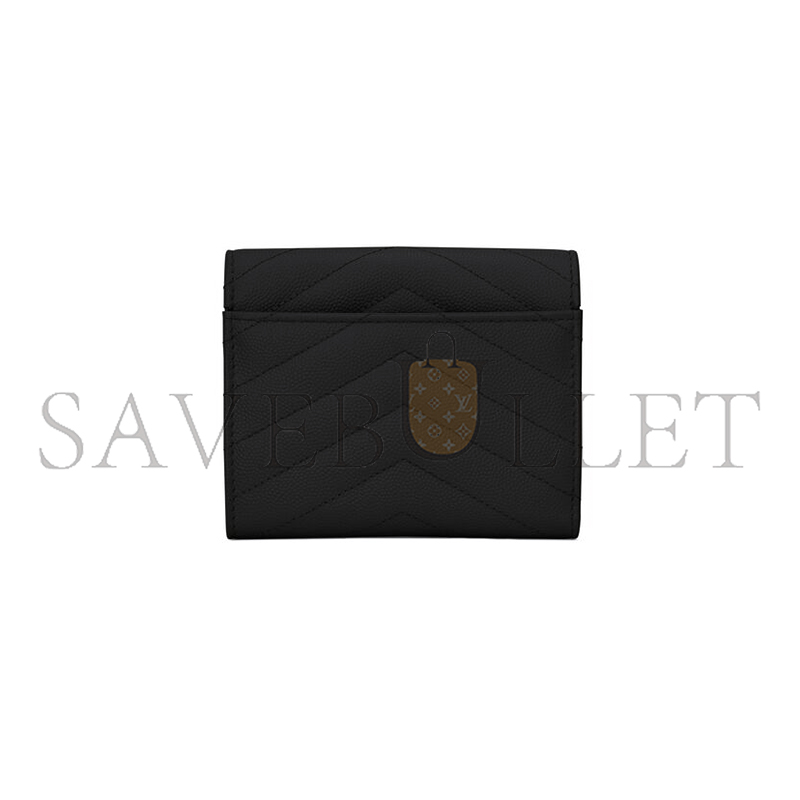 YSL CASSANDRE MATELASSÉ COMPACT TRI FOLD WALLET IN GRAIN DE POUDRE LEATHER 403943BOW021000 (12.5*10*2.5cm)