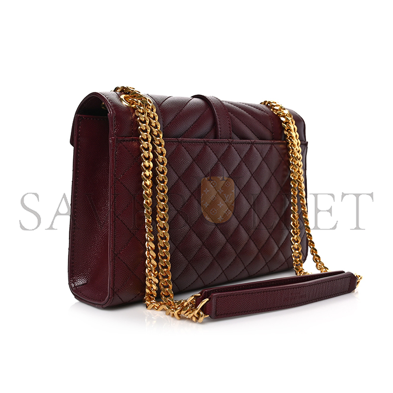 YSL ENVELOPE MEDIUM IN QUILTED GRAIN DE POUDRE EMBOSSED LEATHER 600185BOW916475 (24*17.5*6cm)
