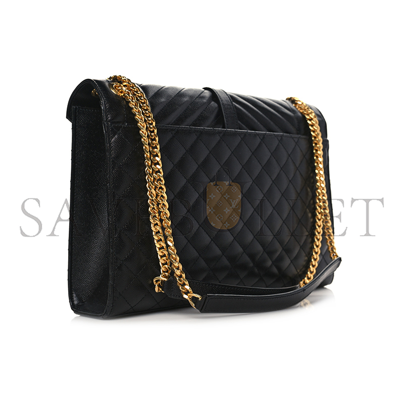 YSL ENVELOPE LARGE IN QUILTED GRAIN DE POUDRE EMBOSSED LEATHER 600166BOW911000 (31*22*7.5cm)