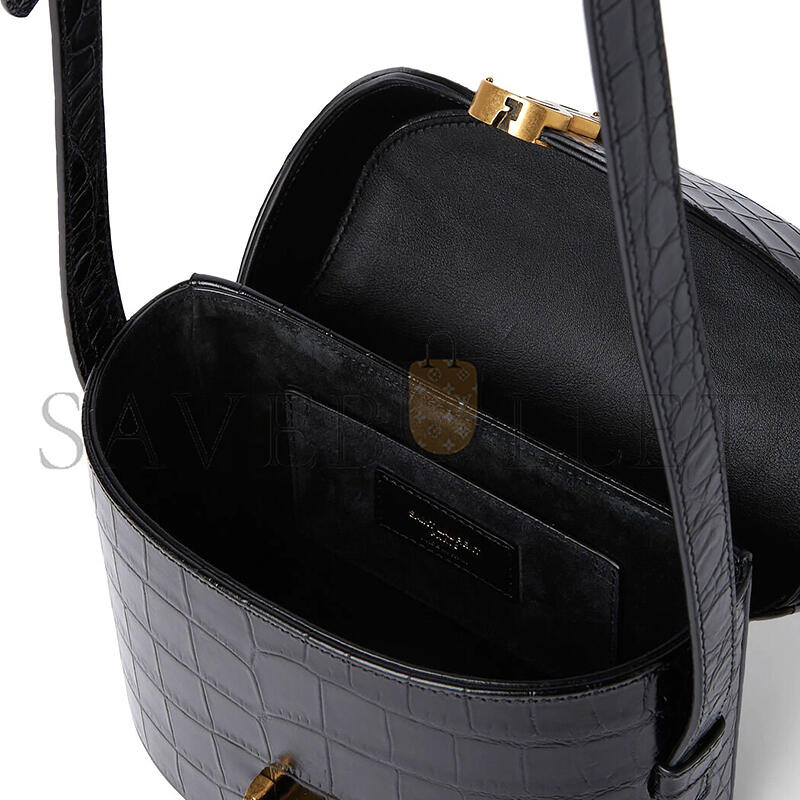 YSL JUNE BOX BAG IN CROCODILE-EMBOSSED LEATHER 728606AAAOH1000 (19*15*8cm)