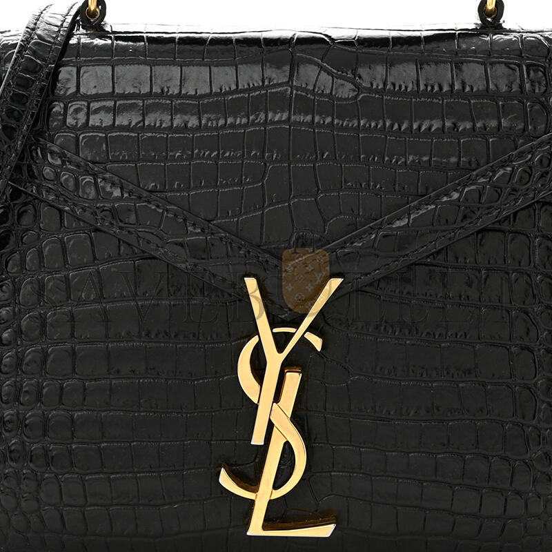 YSL CASSANDRA MINI TOP HANDLE BAG IN CROCODILE-EMBOSSED SHINY LEATHER 623930DND0J1000 (20*16*7.5cm)