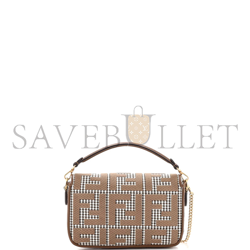 FENDI BAGUETTE  BAG ZUCCA HOUNDSTOOTH WOOL MINI (19*11*5cm)