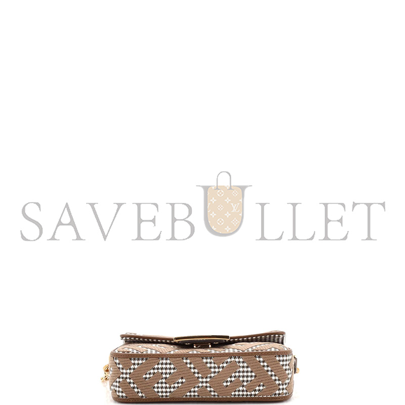 FENDI BAGUETTE  BAG ZUCCA HOUNDSTOOTH WOOL MINI (19*11*5cm)