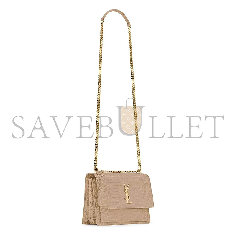 YSL SUNSET MEDIUM IN CROCODILE-EMBOSSED LEATHER 442906DND0J2721 (22*16*6.5cm)