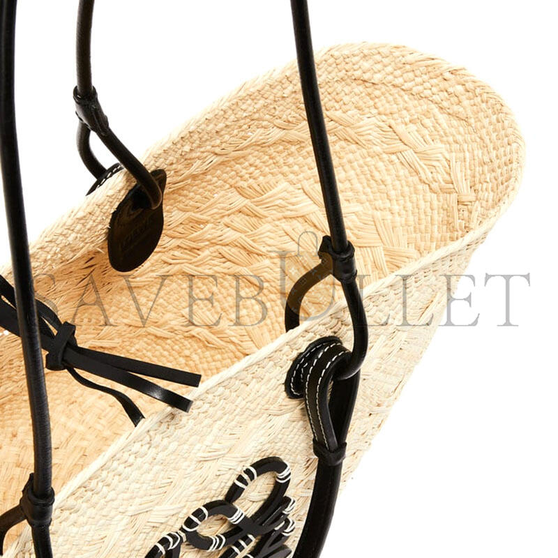 LOEWE MEDIUM ANAGRAM BASKET BAG IN IRACA PALM AND CALFSKIN A223T43X02 (46*24.5*16cm)