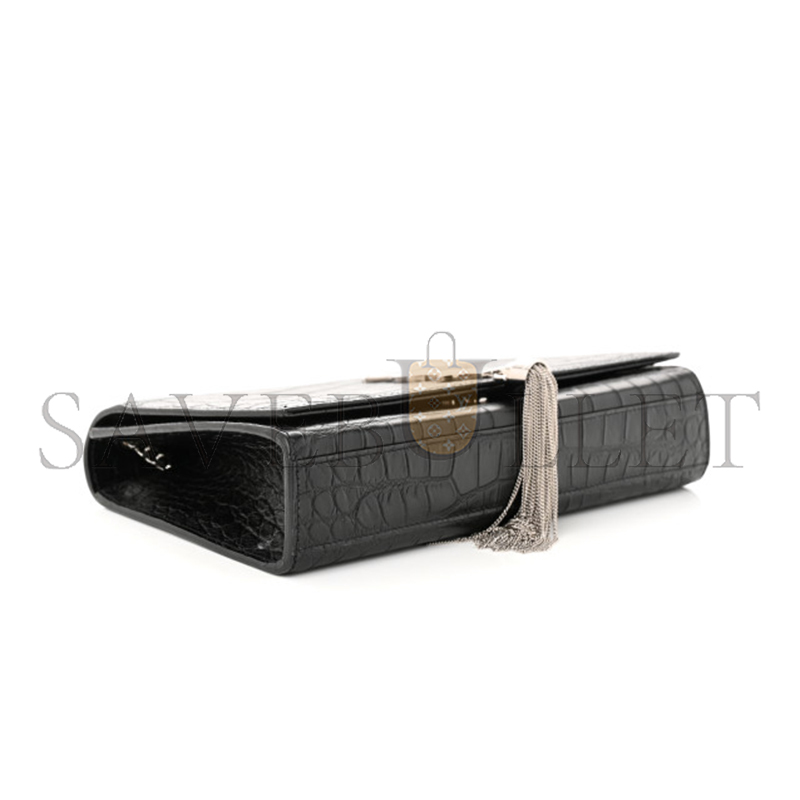 YSL KATE MEDIUM TASSEL IN CROCODILE-EMBOSSED LEATHER 354119DND0N1000 (24*14.5*5.5cm)