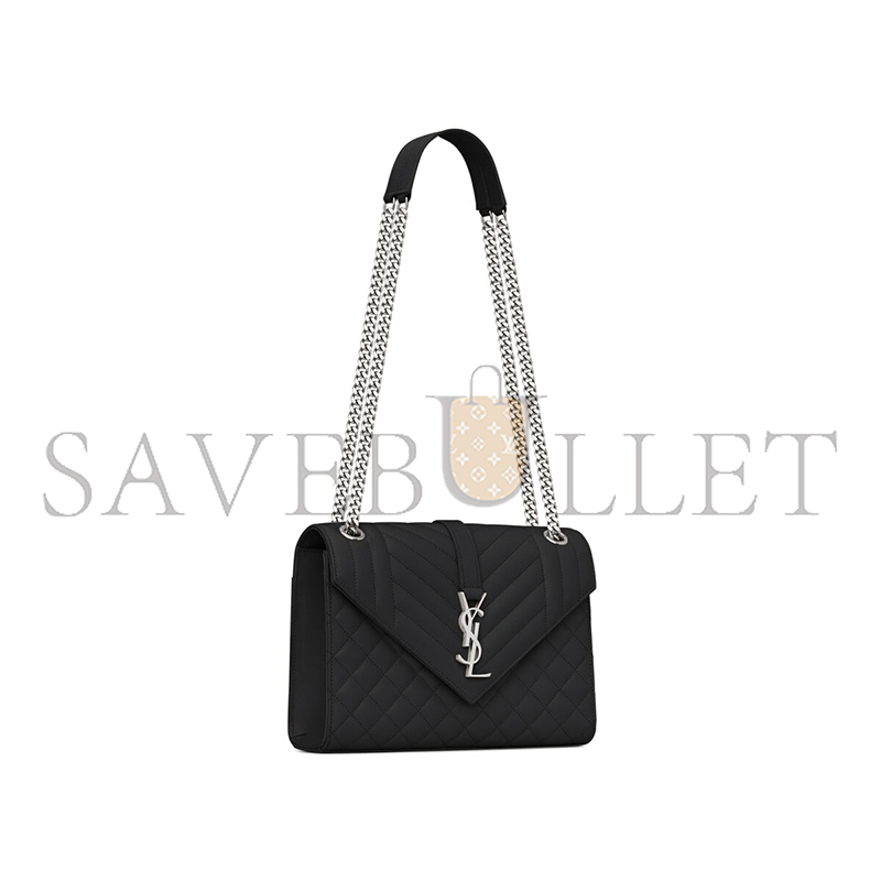 YSL ENVELOPE MEDIUM IN QUILTED GRAIN DE POUDRE EMBOSSED LEATHER 600185BOW921000 (24*17.5*6cm)