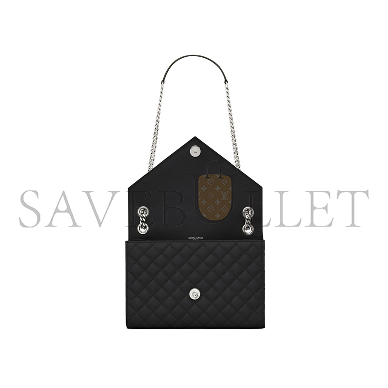 YSL ENVELOPE MEDIUM IN QUILTED GRAIN DE POUDRE EMBOSSED LEATHER 600185BOW921000 (24*17.5*6cm)