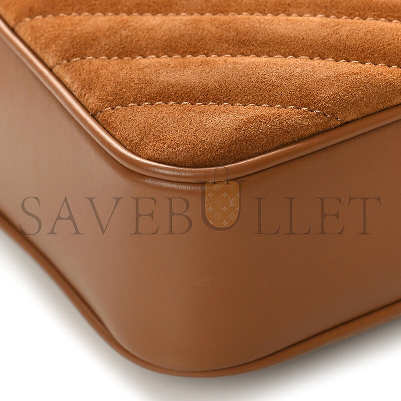 YSL LOU CAMERA BAG IN QUILTED SUEDE AND SMOOTH LEATHER 6125441S7R77761 (23*16*6cm)