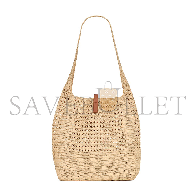 YSL LE 5 À 7 SUPPLE IN RAFFIA CROCHET AND SMOOTH LEATHER 690941GAAAR2080 (37*30*14cm)