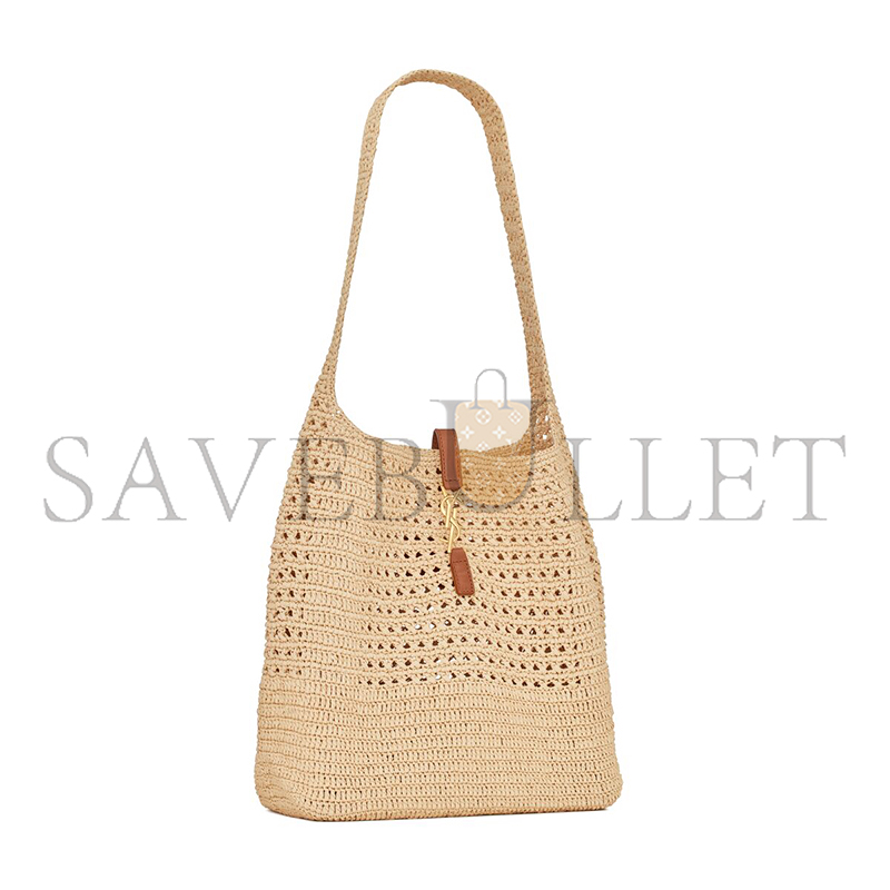 YSL LE 5 À 7 SUPPLE IN RAFFIA CROCHET AND SMOOTH LEATHER 690941GAAAR2080 (37*30*14cm)
