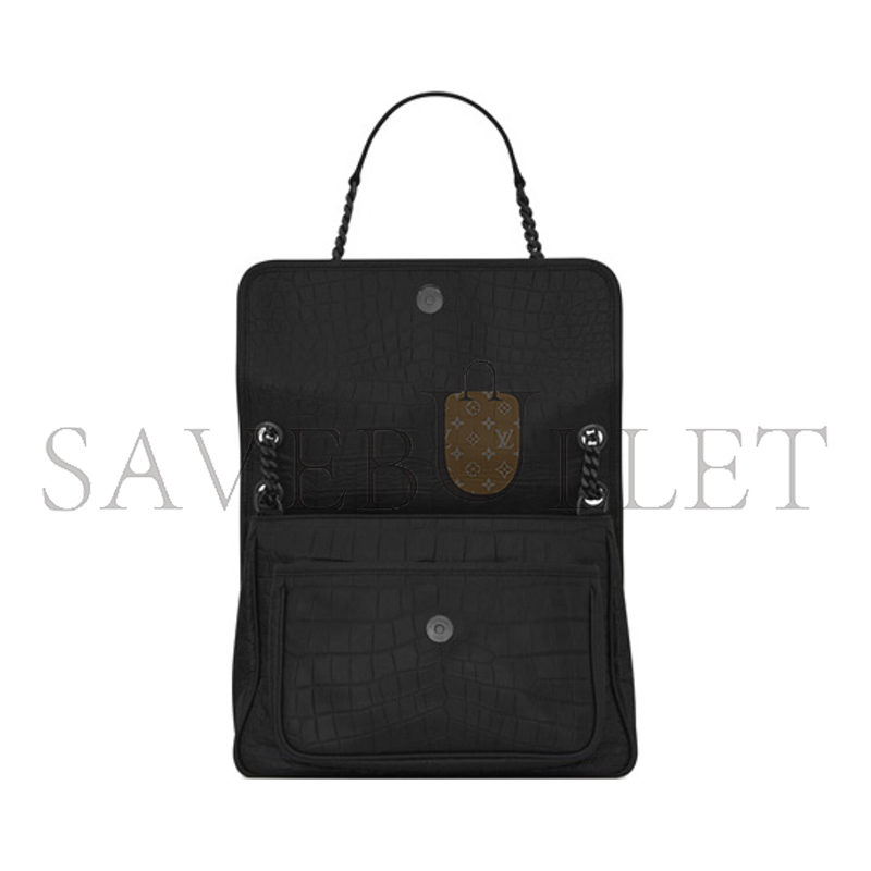 YSL NIKI MEDIUM IN CROCODILE-EMBOSSED LEATHER 6331501K00U1000 (28*20*8.5cm)