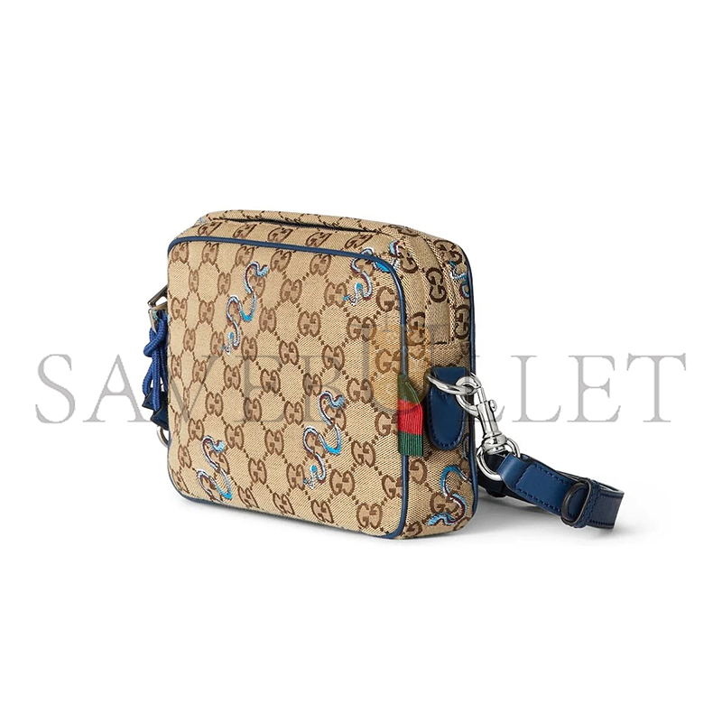 GUCCI SMALL EMBROIDERED SNAKE CROSSBODY BAG 817771 (23*16*4.5cm)