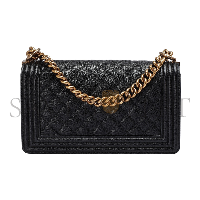 CHANEL CAVIAR MEDIUM QUILTED BOY FLAP BLACK A67086-2 (25*15*8cm)