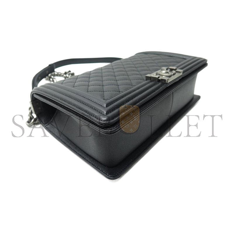 CHANEL CAVIAR LARGE QUILTED BOY FLAP BLACK A92193 Y83338 94305 (28*17.5*7.5cm)