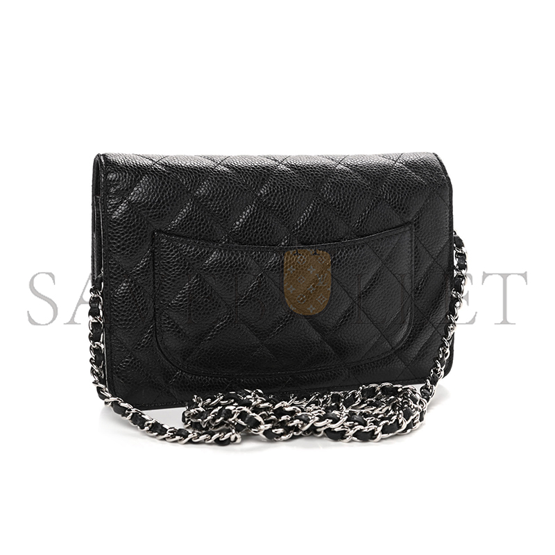 CHANEL MASTER CAVIAR QUILTED WALLET ON CHAIN WOC BLACk AP0250 (19*12*4.5cm)