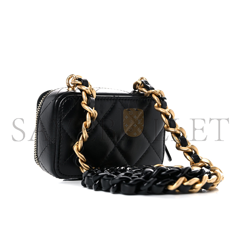 CHANEL QUILTED MINI LACQUERED CHAIN CLUTCH BLACK AP2738 B07995 94305 (10.5*7*4.5cm)