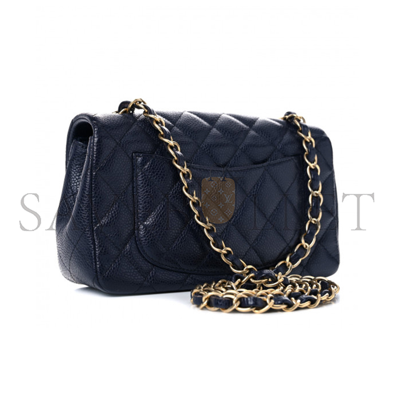 CHANEL CAVIAR QUILTED MINI FLAP NAVY 1029749 (20*11*6cm)