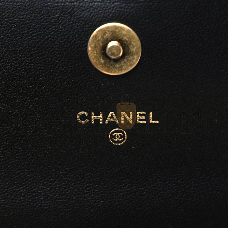 CHANEL LAMBSKIN QUILTED CHAIN TOP HANDLE CLUTCH WITH CHAIN 1126019 (13*10*6cm)