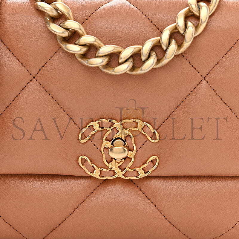 CHANEL LAMBSKIN QUILTED MEDIUM 19 FLAP 1614648 (25*17*8cm)