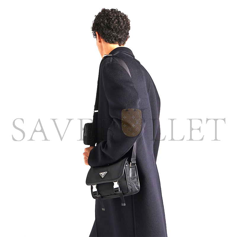 PRADA RE-NYLON AND SAFFIANO LEATHER SHOULDER BAG 2VD034 (22*16*8.5cm)