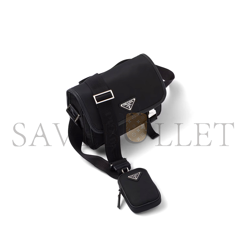 PRADA RE-NYLON AND SAFFIANO LEATHER SHOULDER BAG 2VD034 (22*16*8.5cm)