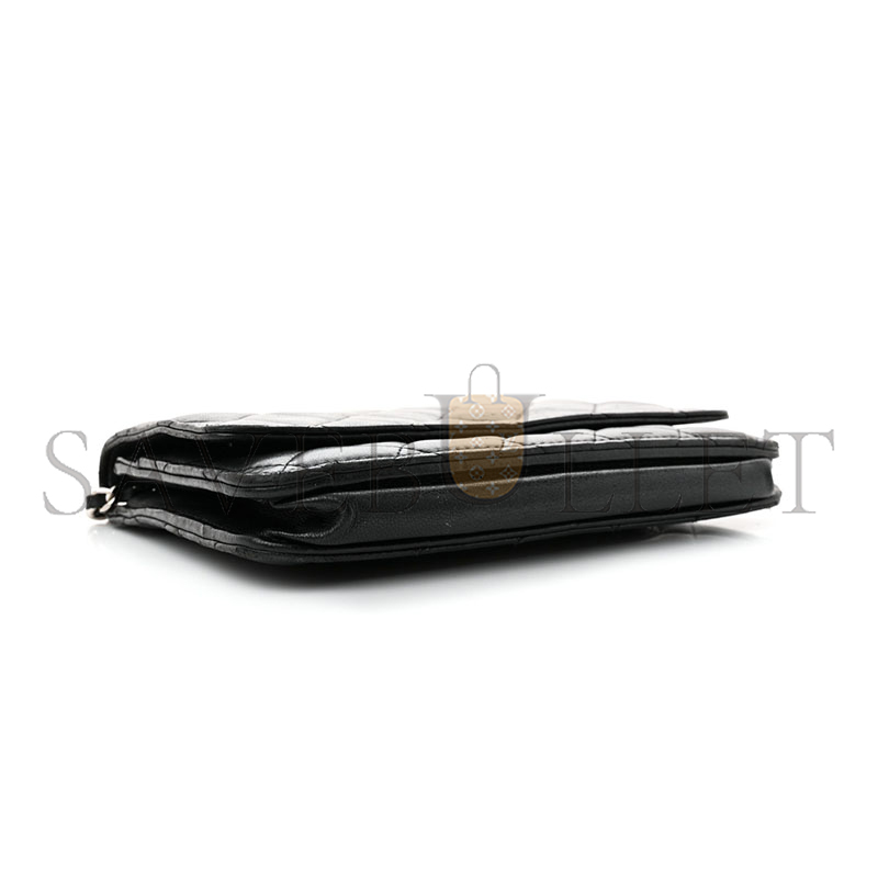 CHANEL LAMBSKIN QUILTED WALLET ON CHAIN WOC 1597447 (19*13*4cm)