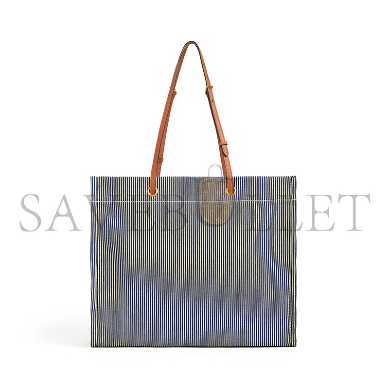 CELINE SQUARED CABAS CELINE IN STRIPED TEXTILE AND CALFSKIN 192802CHD.07AT (45*35*15cm)