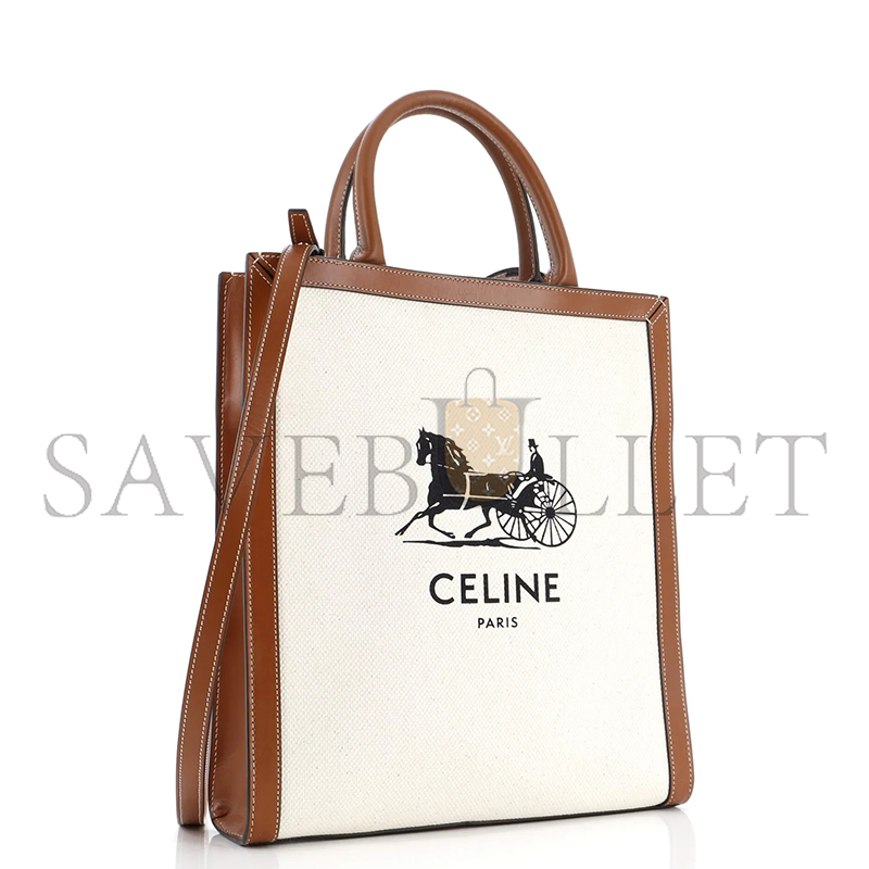 CELINE SMALL TOTE IN CABAS SULKY PRINTED FABRIC AND COWHIDE LEATHER 192082DCI.02NT (33*28.5*8)