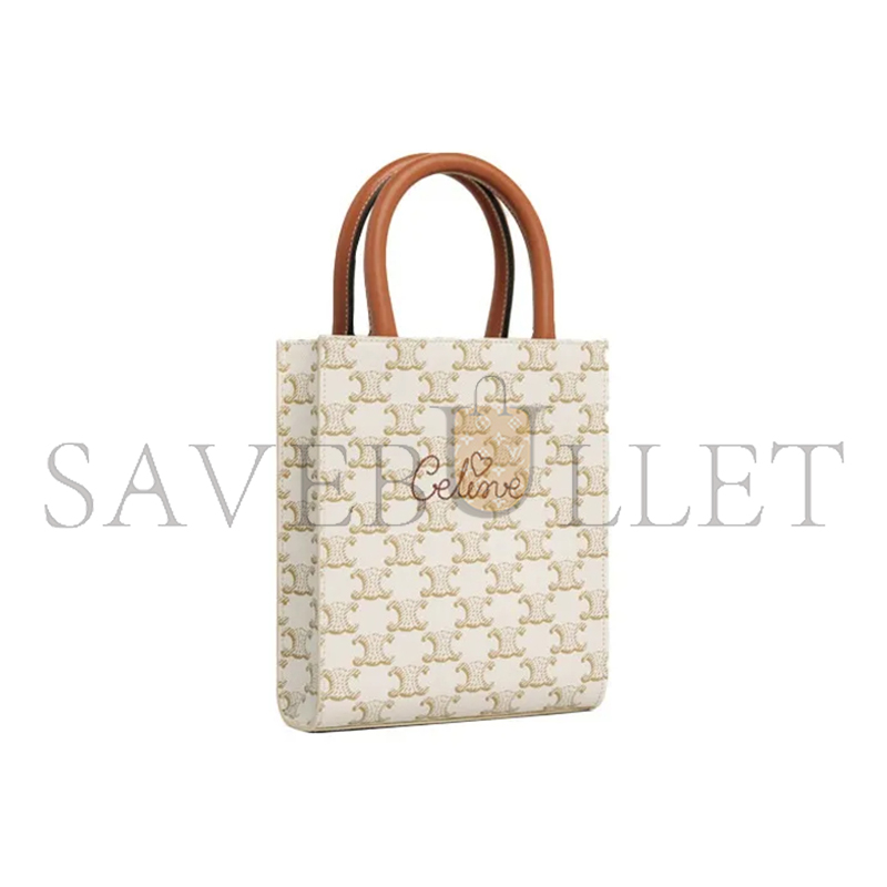 CELINE MINI TOTE IN CABAS TRIOMPHE PRINTS AND LEATHER 194372CYB.01BC (21*17*4cm)