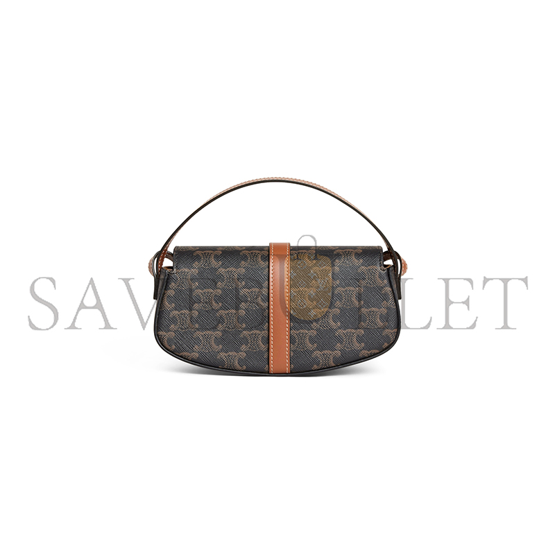 CELINE CLUTCH ON STRAP TABOU IN TRIOMPHE CANVAS AND CALFSKIN 10I592DQ2.04LU (18*8*5cm)