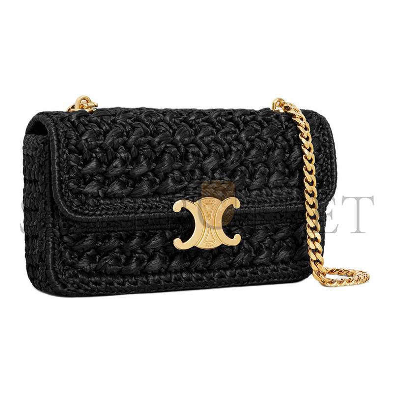 CELINE CHAIN SHOULDER BAG CLAUDE IN RAFFIA EFFECT TEXTILE 112252ETU.38NO (20.5*11.5*4)