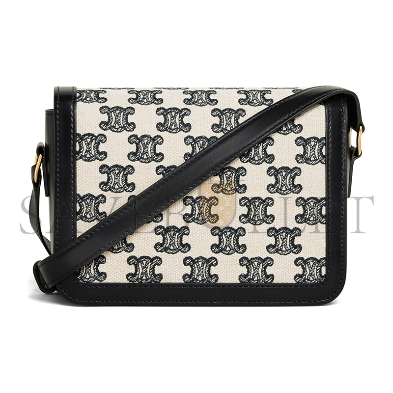 CELINE SMALL CLASSIQUE TRIOMPHE BAG IN FABRIC AND CALFSKIN 188882DBA.38NO (18.5*14*6cm)