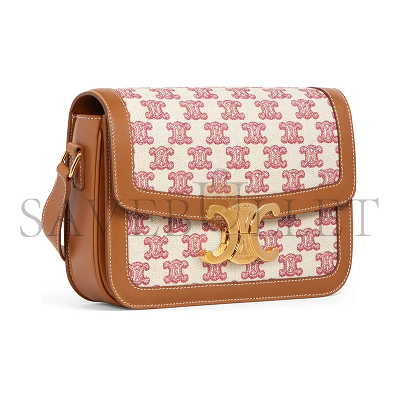 CELINE MEDIUM CLASSIQUE TRIOMPHE BAG IN FABRIC AND CALFSKIN 191242DBA.25VP (22.5*16.5*7.5cm)