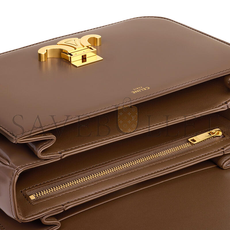 CELINE MEDIUM CLASSIQUE TRIOMPHE BAG IN SHINY CALFSKIN 187363BF4.19BG (22.5*16.5*7.5cm)