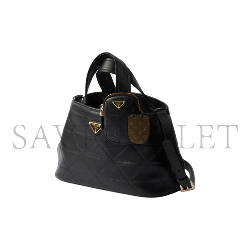 PRADA SMALL LEATHER TOTE BAG WITH STITCHING 1BG548 (26*17*13.5cm)