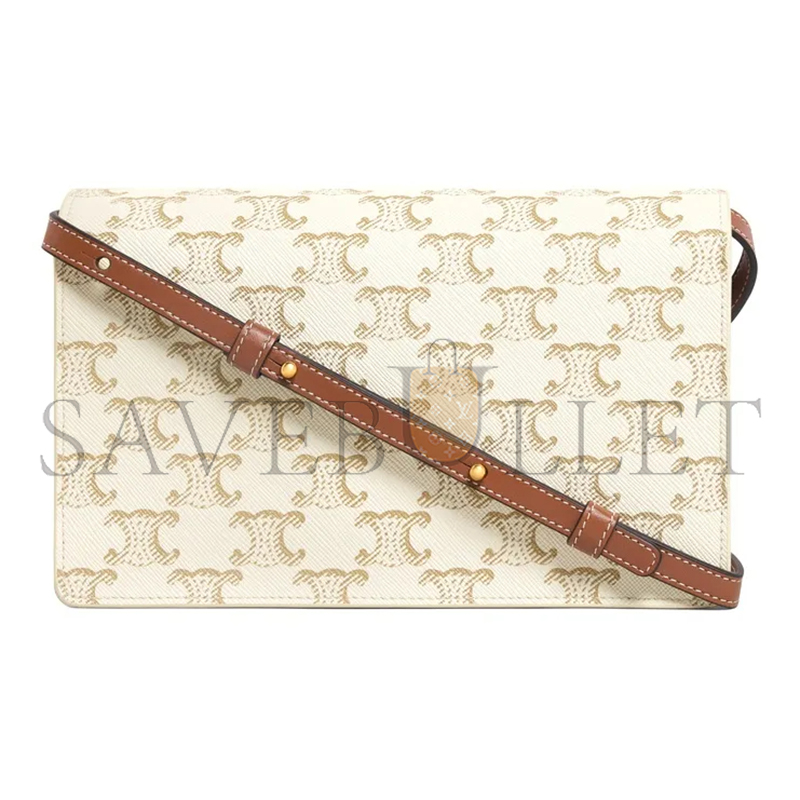 CELINE CROSSBODY BAG IN TRIOMPHE CANVAS AND SMOOTH LAMBSKIN 10D852CG9.01TA (20*11.5cm)
