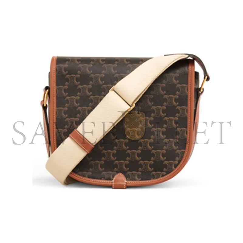 CELINE CROSSBODY BAG IN CANVAS AND CALFSKIN 196932BZJ.04LU (23*21*8cm)