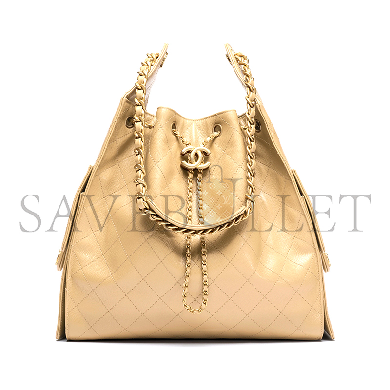 CHANEL MASTER 25 MEDIUM HANDBAG GRAINED CALFSKIN & GOLD-TONE METAL DARK BEIGE AS5311 (40*30*15cm)