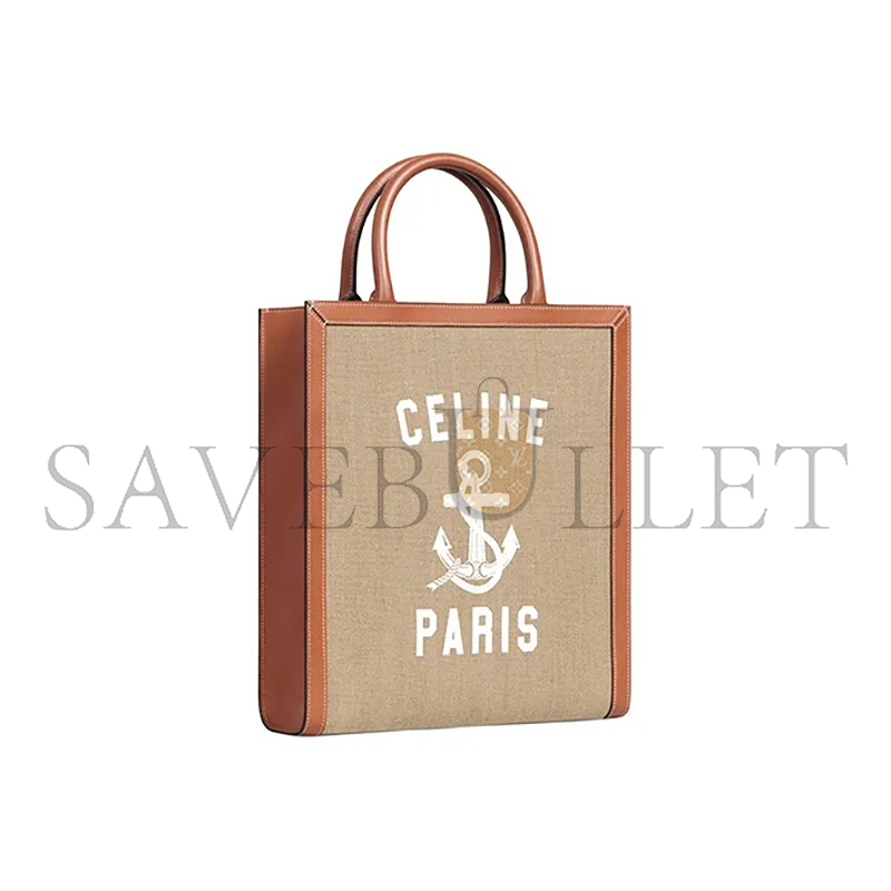 CELINE SMALL TOTE IN CABAS SULKY PRINTED FABRIC AND COWHIDE LEATHER 192082DFT.02NT (32*29*8cm)